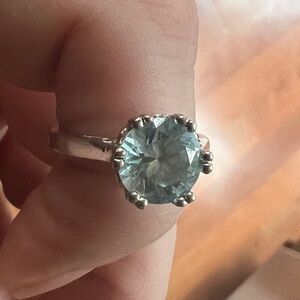 Elegant Silver-925 Ring solitaire blue size 5